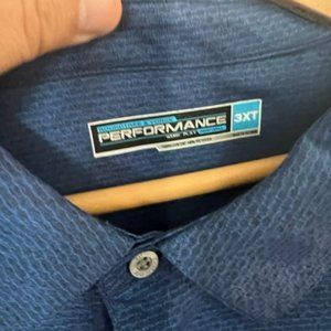 Roundtree & Yorke Performance Polo Golf Shirt 3X Tall Blue.